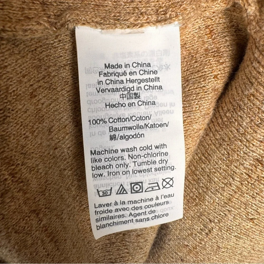 J. Crew Mens Raglan Budded Pullover Sweater Crew Neck 100% Cotton Tan Size Large